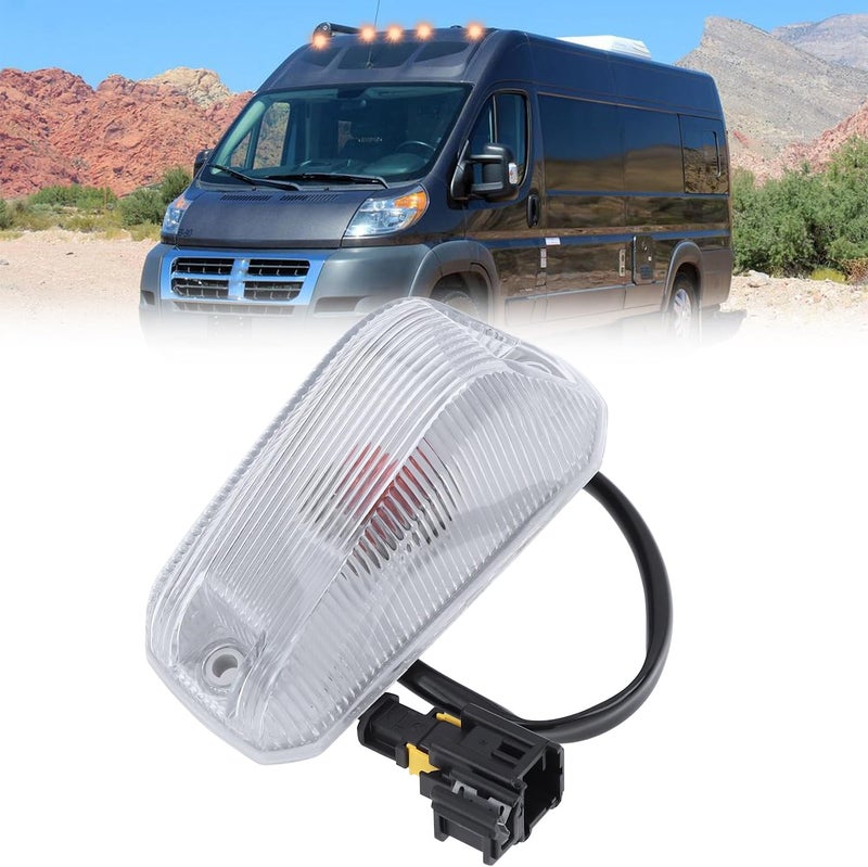 IFYKIM 1PCS Cab Roof Marker Light Top Roof Clearance Running Light Compatible with 2014-2023 Dodge Ram ProMaster 1500 2500 3500 Replace# 926-109 68232473AA/AB/AC/AD (Clear Lens Amber Halogen Lamp) - Image 1